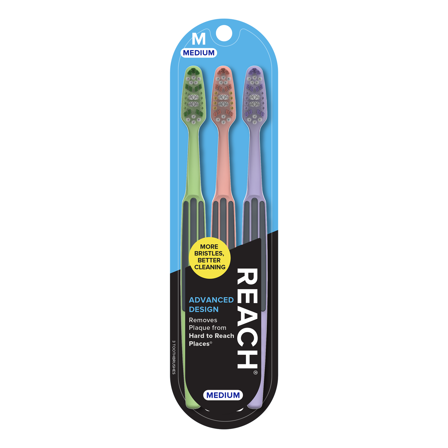 Advanced Design Medium Toothbrush, 3 count