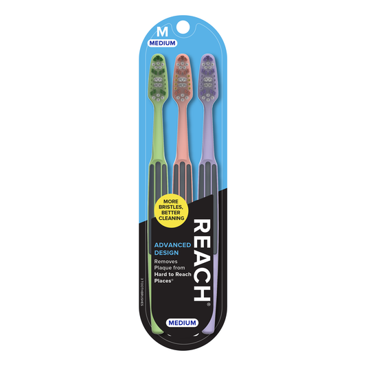 Advanced Design Medium Toothbrush, 3 count