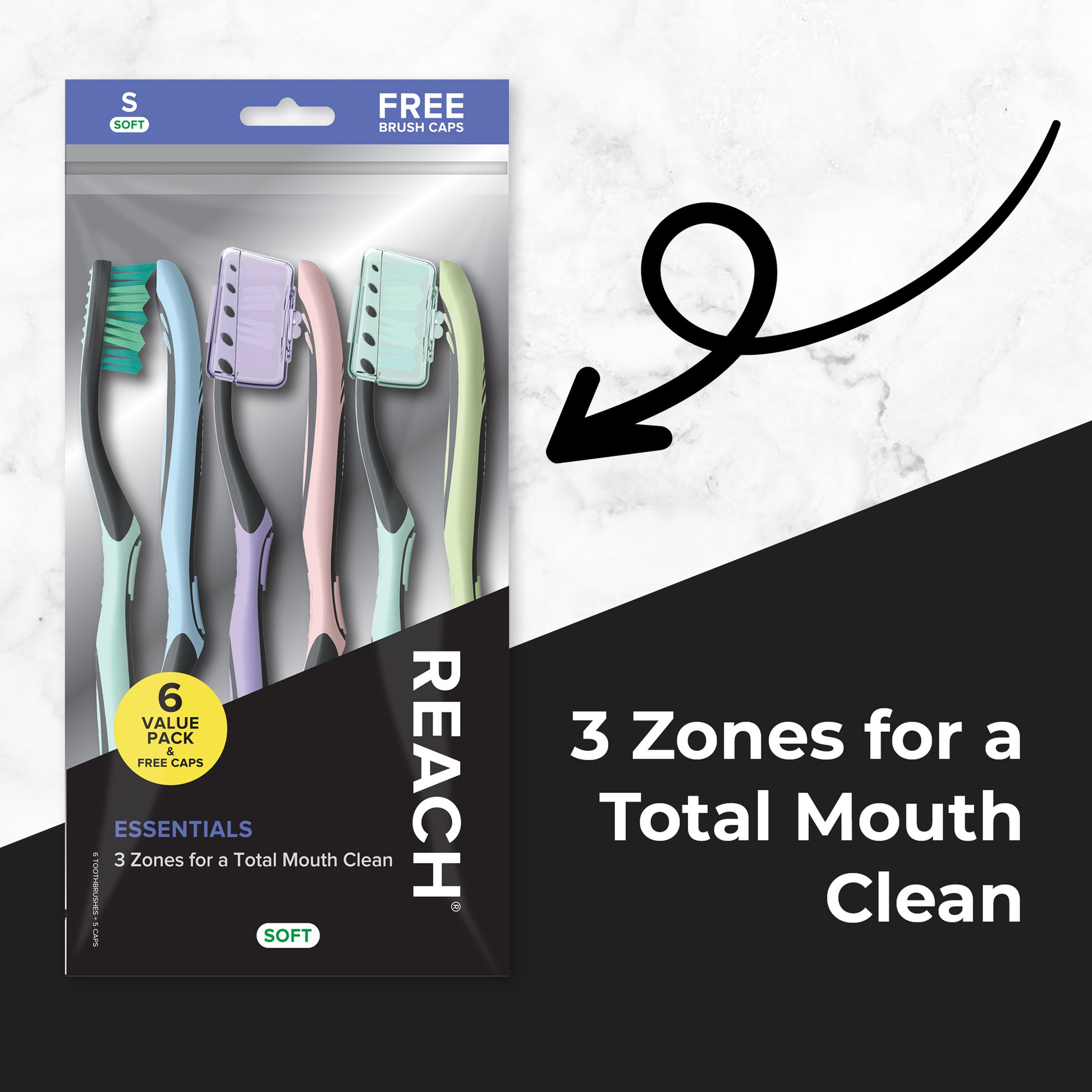 3 zones for a total mouth clean