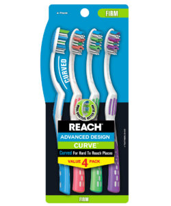 REACH Advanced Design Curve Toothbrush with Firm Bristles, 4 Count Value Pack
