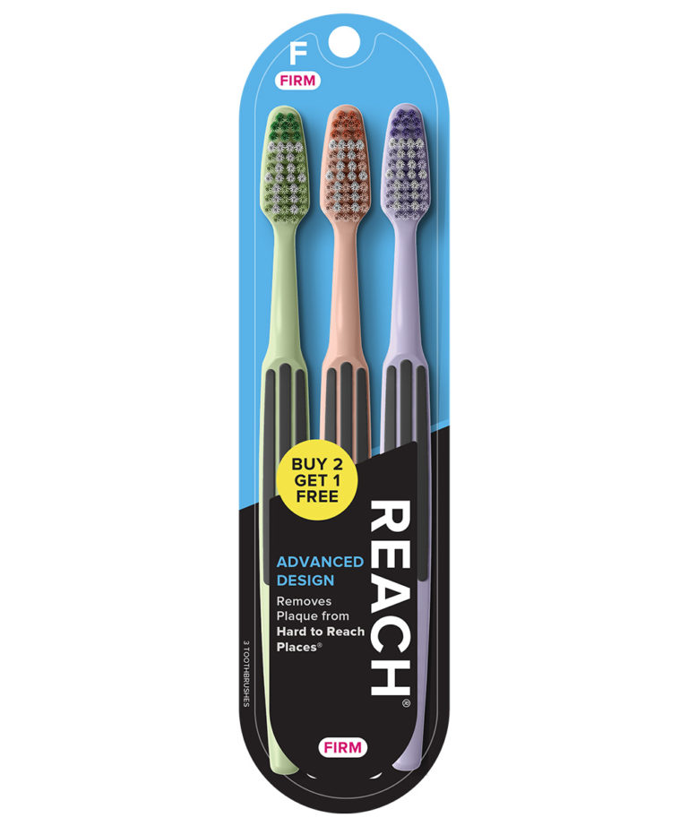 REACH Advanced Design Toothbrush with Firm Bristles, 3 Count