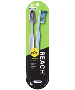 REACH Crystal Clean Toothbrush with Medium Bristles, 2 Count