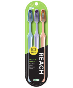 REACH Crystal Clean Toothbrush with Soft Bristles, 3 Count