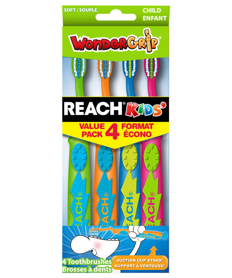 REACH KIDS Wondergrip Toothbrush, 4 count